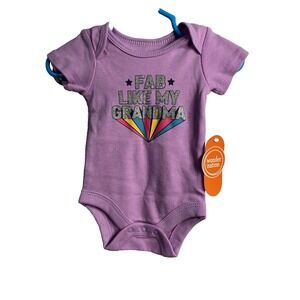 wonder nation baby girls purple short sleeve bodysuit size newborn